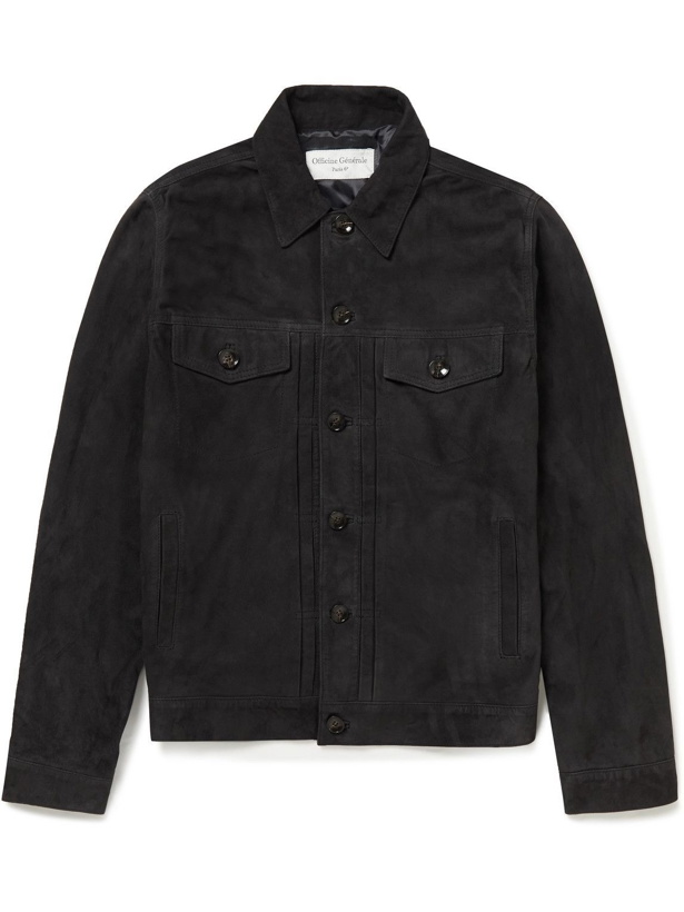 Photo: Officine Générale - Liam Suede Trucker Jacket - Gray