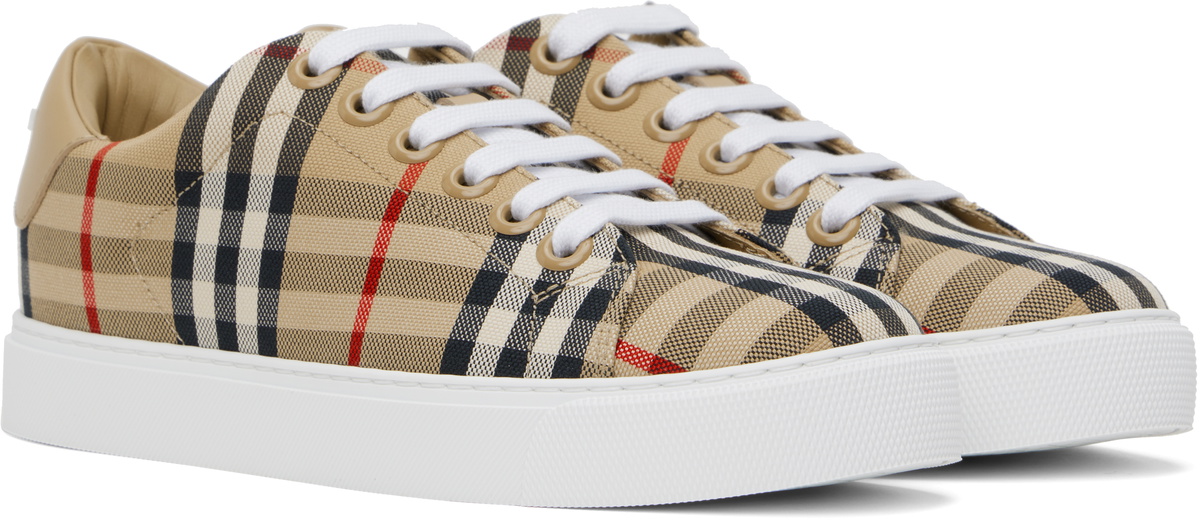 Burberry Beige Check & Leather Sneakers