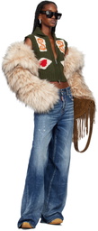 Dsquared2 Khaki Jacquarded Poker Cropped Vest