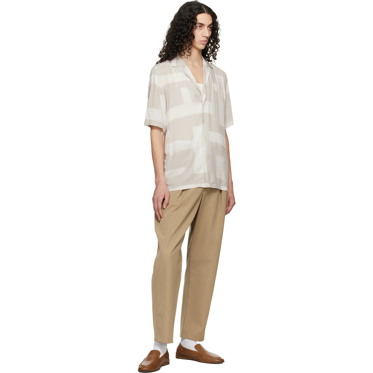 BOSS Taupe Regular-Fit Maxi Print Shirt