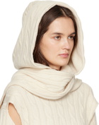 OPEN YY Off-White Convertible Cable Knit Hooded Scarf