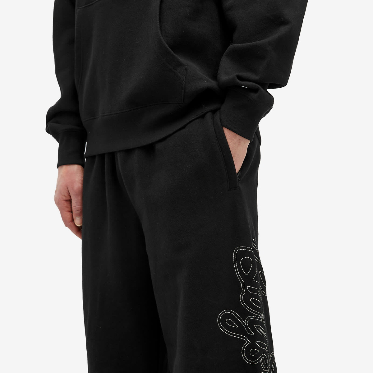 Billionaire Boys Club Men's Script Logo Chainstitch Wide Leg Sweat in Black