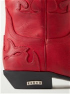 Enfants Riches Déprimés - Embellished Panelled Leather Cowboy Boots - Red
