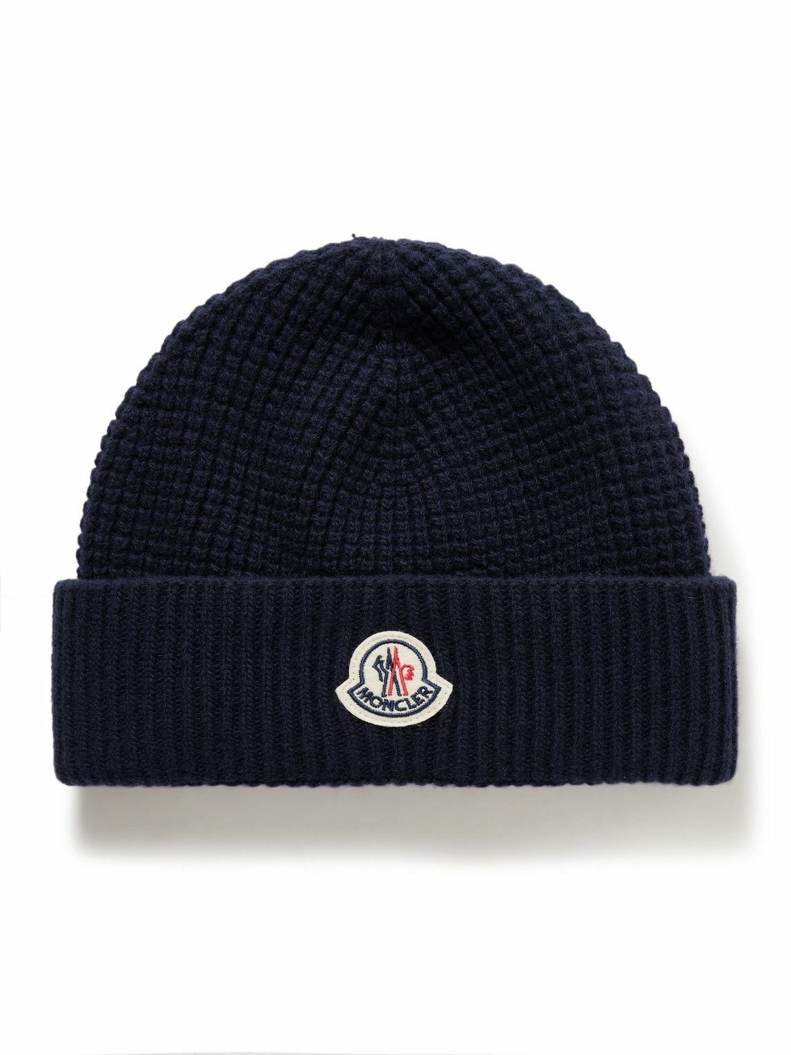 Moncler - Logo-Appliquéd Waffle-Knit Virgin Wool and Cashmere-Blend Beanie