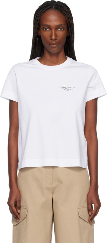 Photo: Givenchy White Cotton 'GIVENCHY' Stamp Print T-shirt