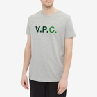 A.P.C. Men's Multicolour Vpc T-Shirt in Heathered Light Grey/Green