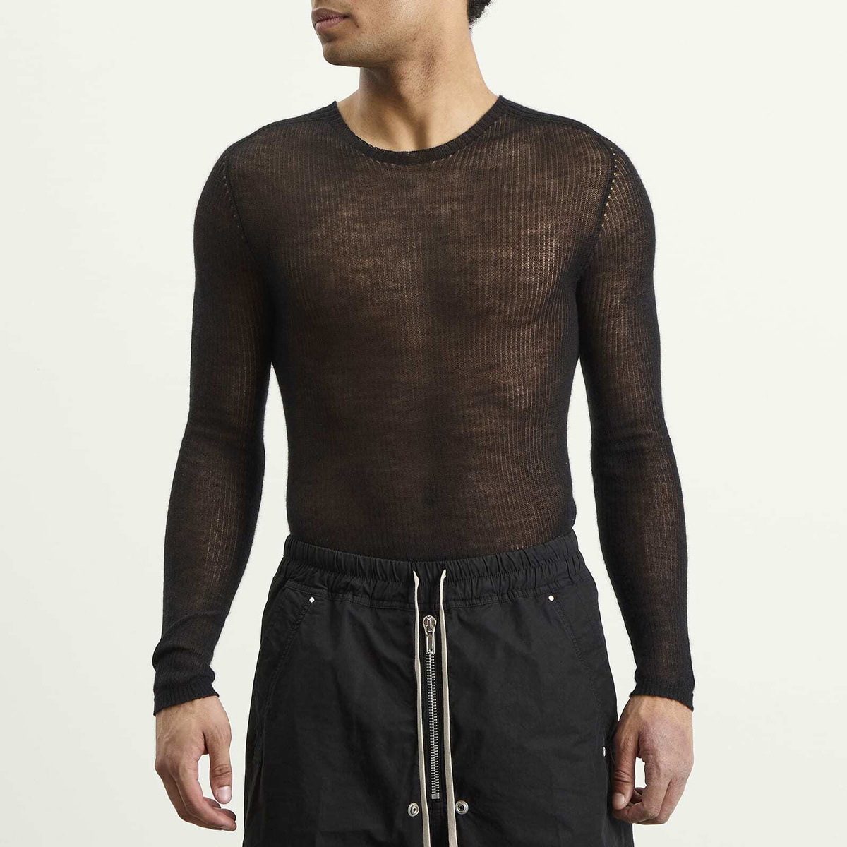 Rick Owens Men's Fine Knit Dennis Sheer Top in Black