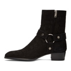 Saint Laurent Black Croc Wyatt Harness Boots