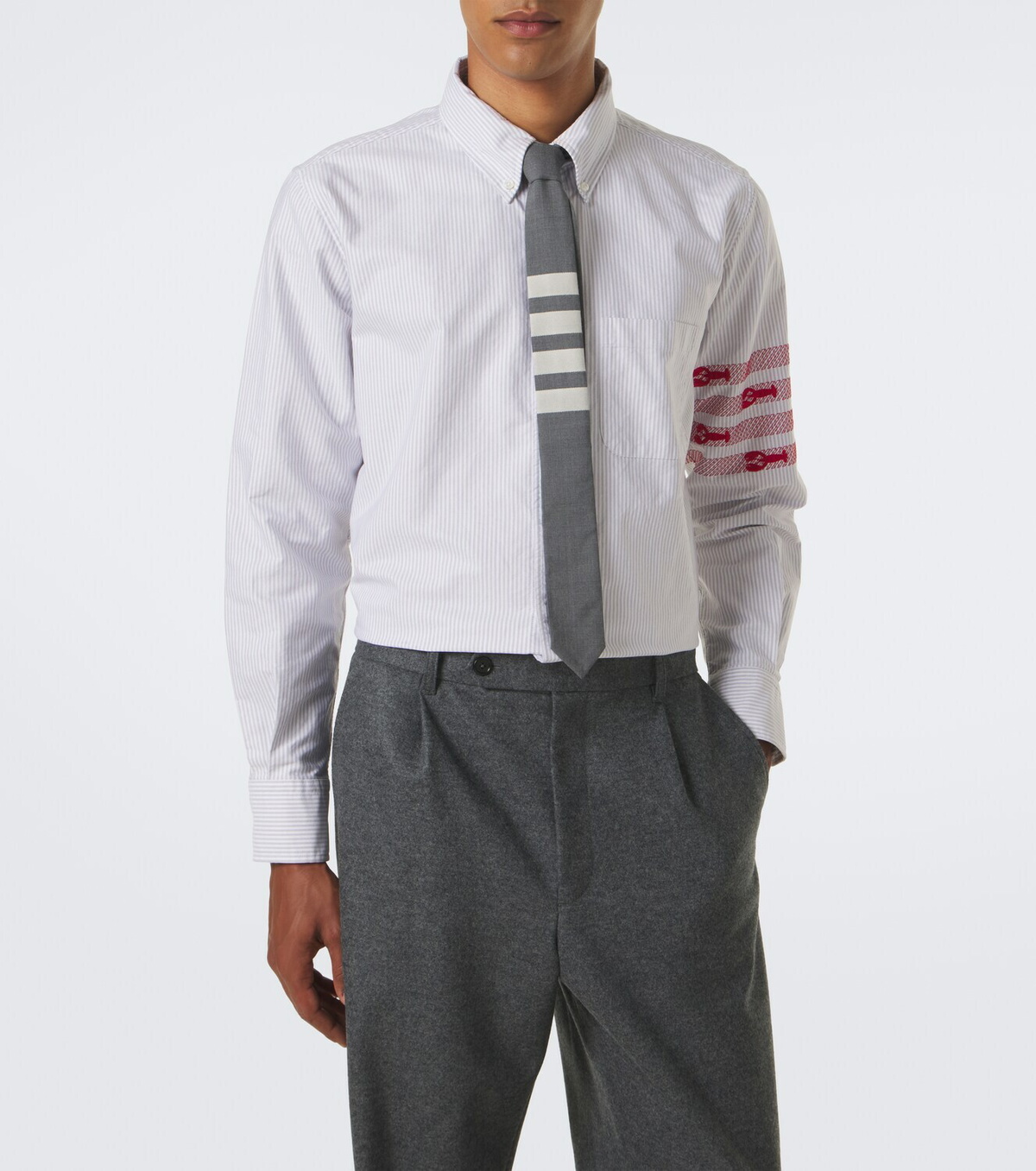 Thom Browne 4-Bar striped cotton Oxford shirt