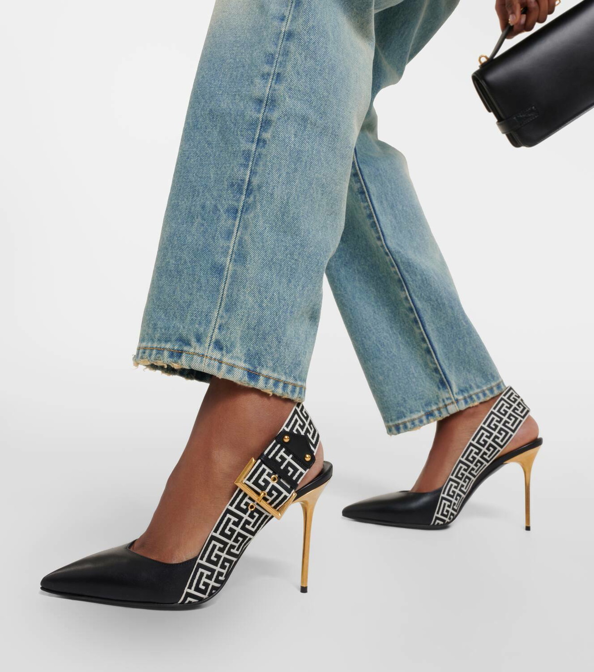 Balmain Ruby monogram leather slingback pumps Balmain