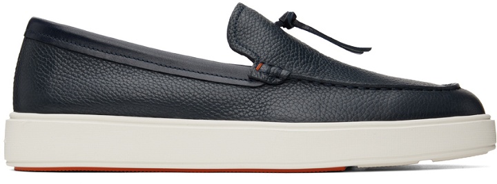 Photo: Santoni Navy Knotted Slip-On Sneakers