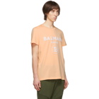 Balmain Orange Flocked Logo T-Shirt