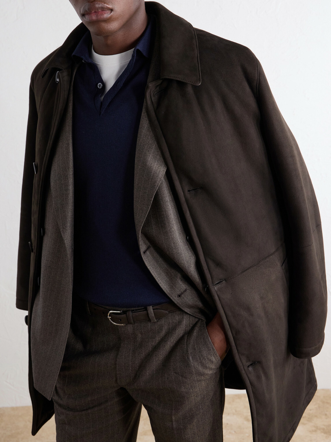 Brioni - Paneled Shearling Coat - Brown