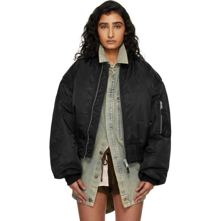 Photo: Entire Studios Black Cropped Broad Bomber Jacket