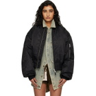 Entire Studios Black Cropped Broad Bomber Jacket