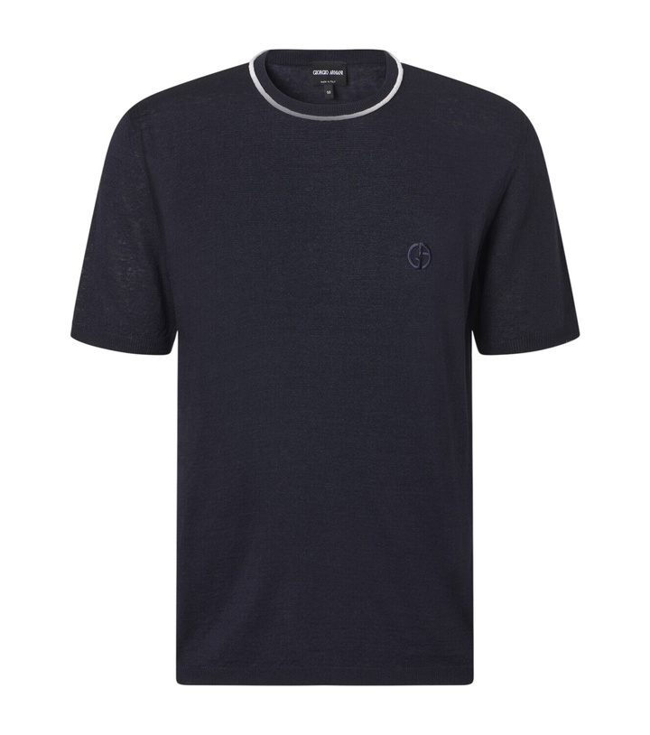 Photo: Giorgio Armani Logo linen and silk T-shirt
