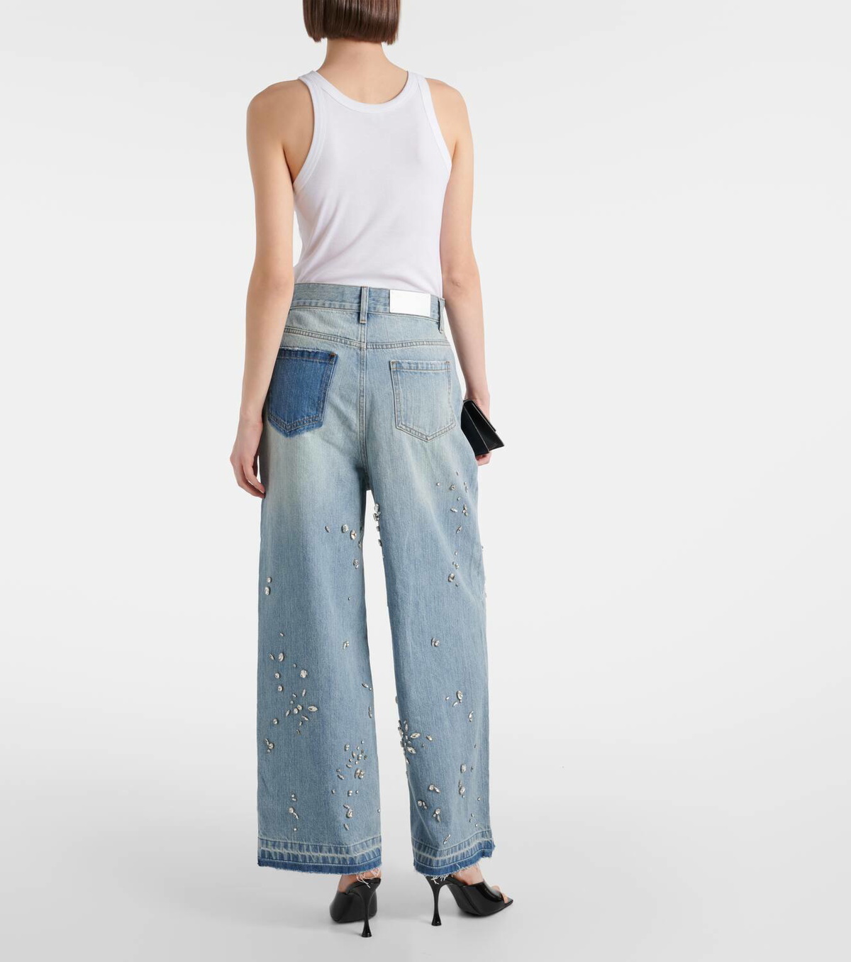 Xu Zhi Rhinestone-embellished wide-leg jeans Xu Zhi