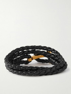 TOM FORD - Woven Leather and Gold-Plated Wrap Bracelet - Black