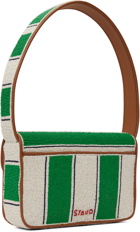 Staud Off-White & Green Tommy Beaded Bag