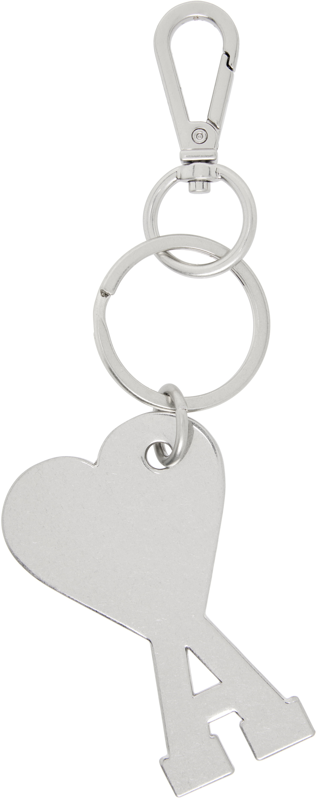 AMI Paris Silver & Burgundy Ami de Coeur Keychain