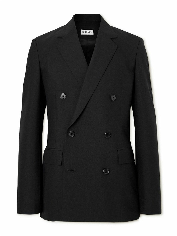 Photo: LOEWE - Double-Breasted Wool and Mohair-Blend Suit Jacket - Black