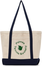 Palmes Beige & Navy Medium 'Society' Tote