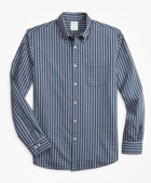 Brooks Brothers Men's Milano Slim-Fit Sport Shirt, Indigo Micro-Check | Blue