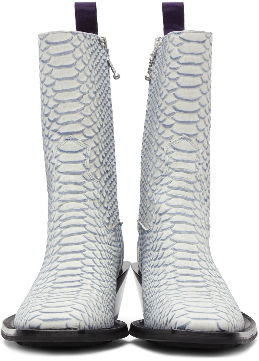 LUCIANO Mens White Leather Boots for Elvis Tribute