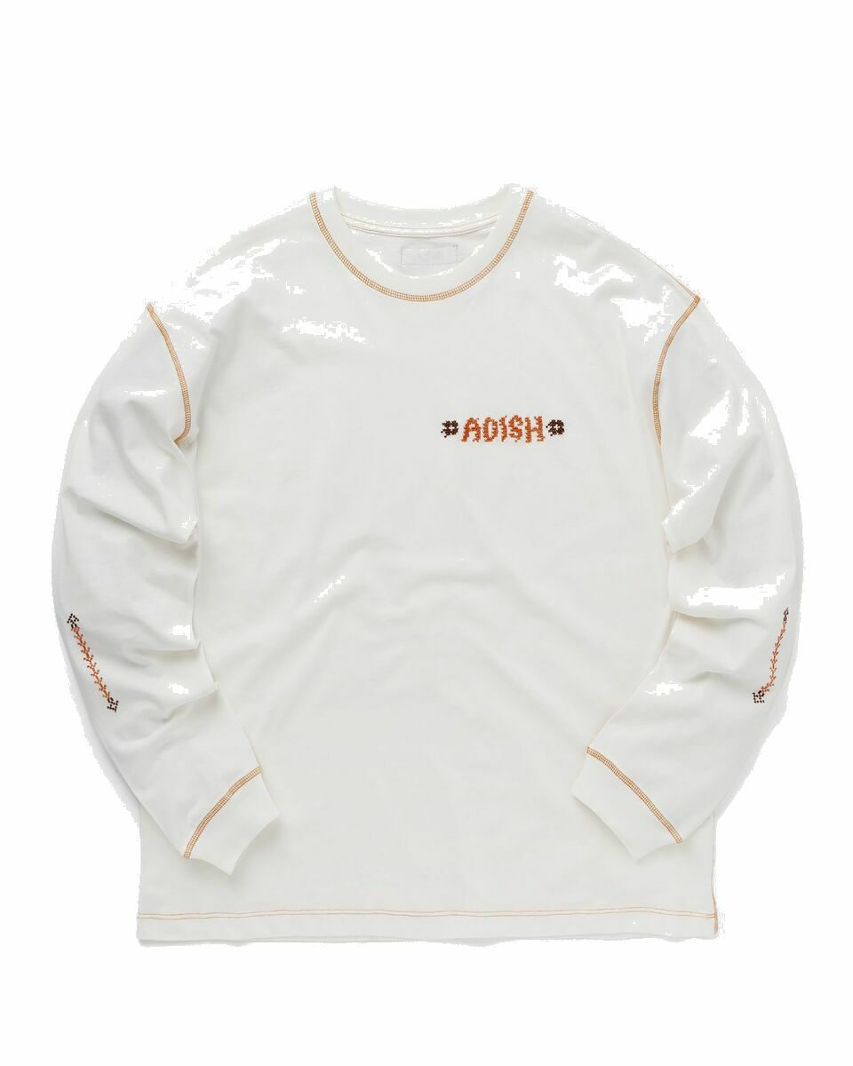 Photo: Adish Tatreez Logo Contrast Stitched Long Sleeve Shirt White - Mens - Longsleeves