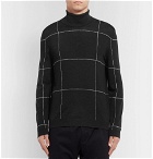 Dunhill - Slim-Fit Checked Embroidered Merino Wool Rollneck Sweater - Men - Charcoal