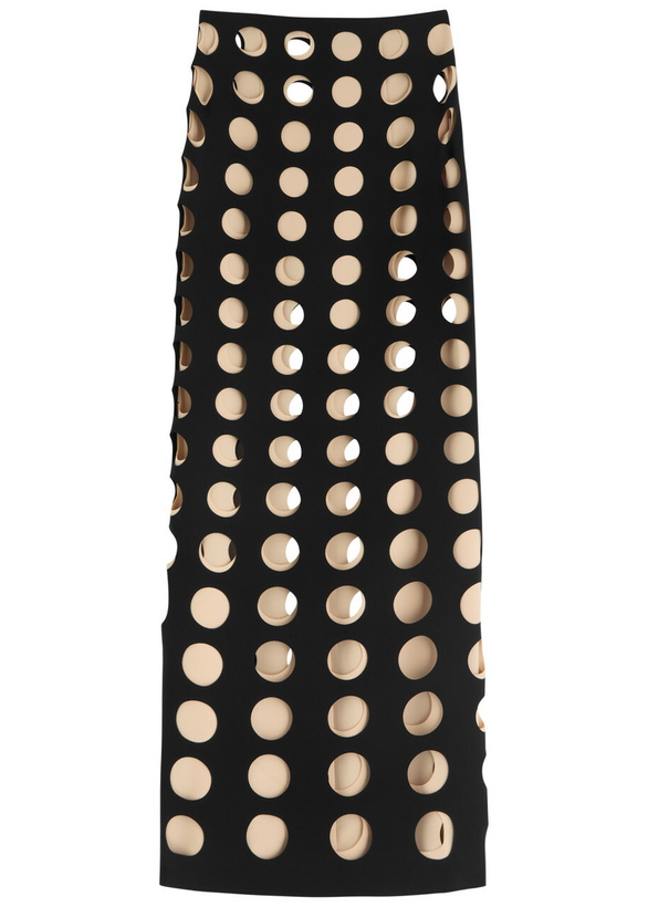 Photo: A.W.A.K.E Mode Laser-cut Cut-out Crepe Maxi Skirt Black