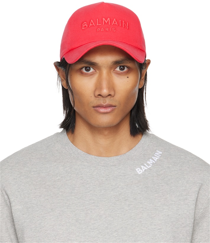 Photo: Balmain Red Embroidered Cap