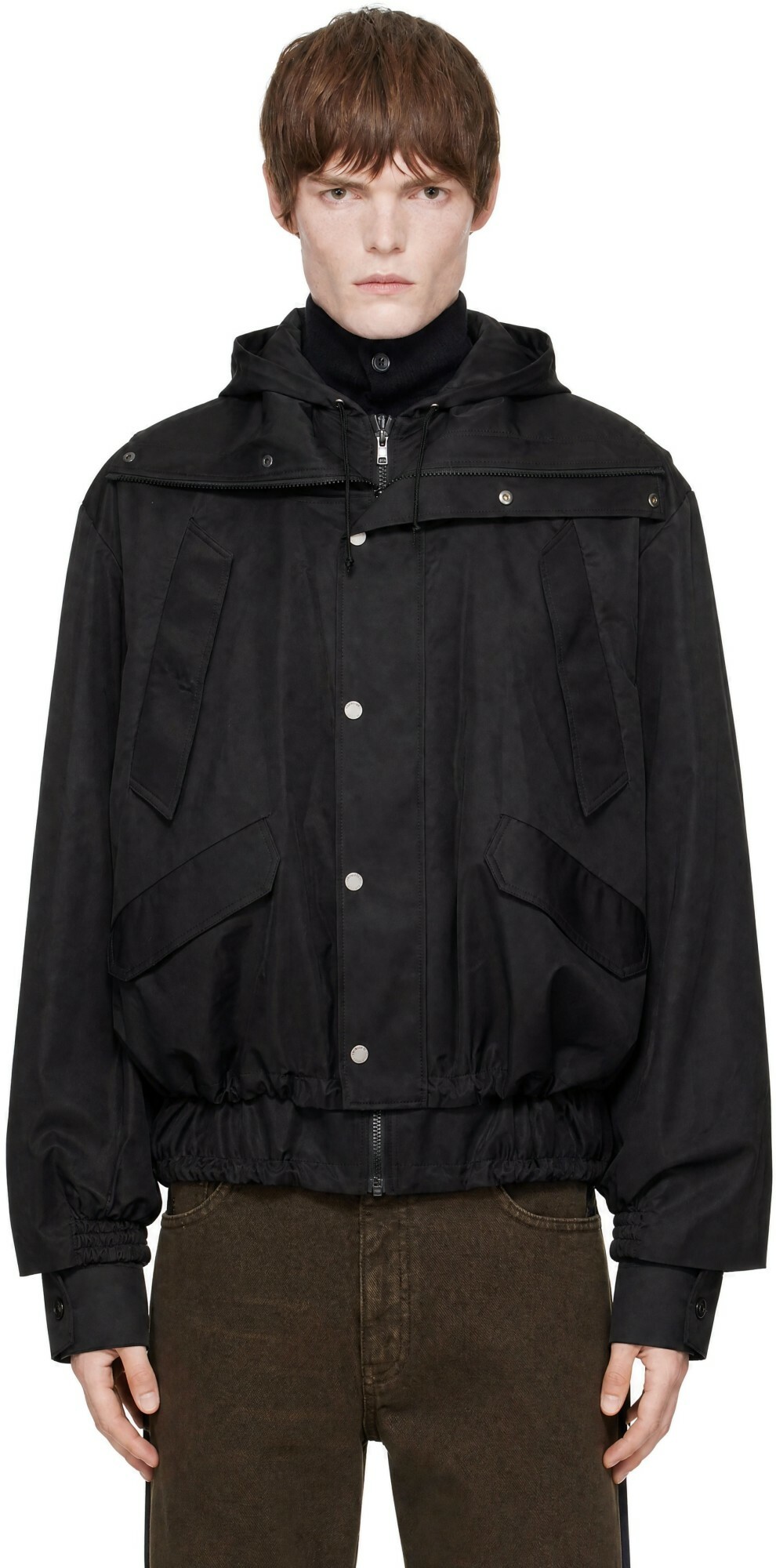 EGONlab Black Hooded Layered Track Jacket