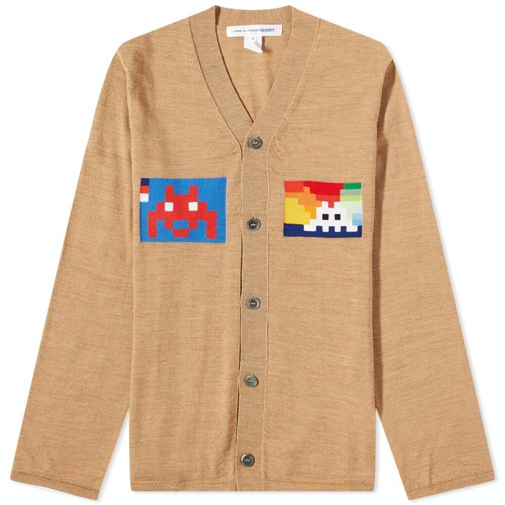 Photo: Comme des Garçons SHIRT Men's Invader Graphic Cardigan in Camel