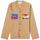 Comme des Garçons SHIRT Men's Invader Graphic Cardigan in Camel