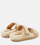 Gia Borghini Alvine suede and shearling slides