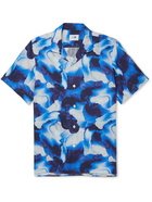 NN07 - Miyagi Camp-Collar Printed Lyocell and Linen-Blend Shirt - Blue