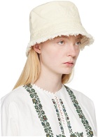 Weekend Max Mara Off-White Frayed Bucket Hat
