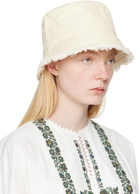 Weekend Max Mara Off-White Frayed Bucket Hat