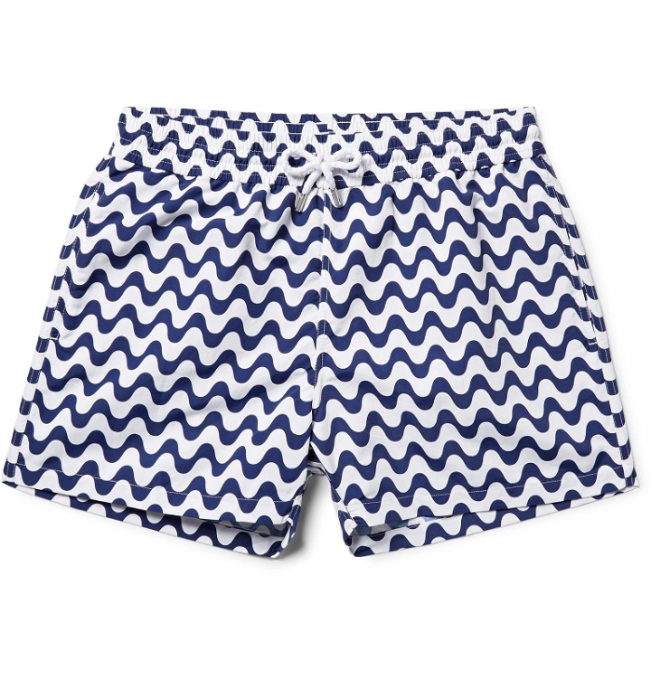 Photo: Frescobol Carioca - Copacabana Slim-Fit Short-Length Printed Swim Shorts - Blue