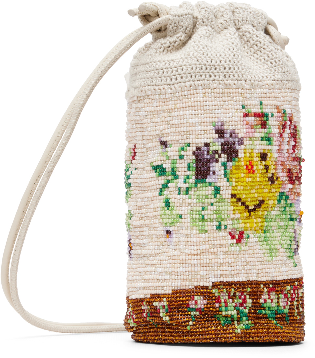 Cordera Off-White Handmade Beaded Crochet Bag