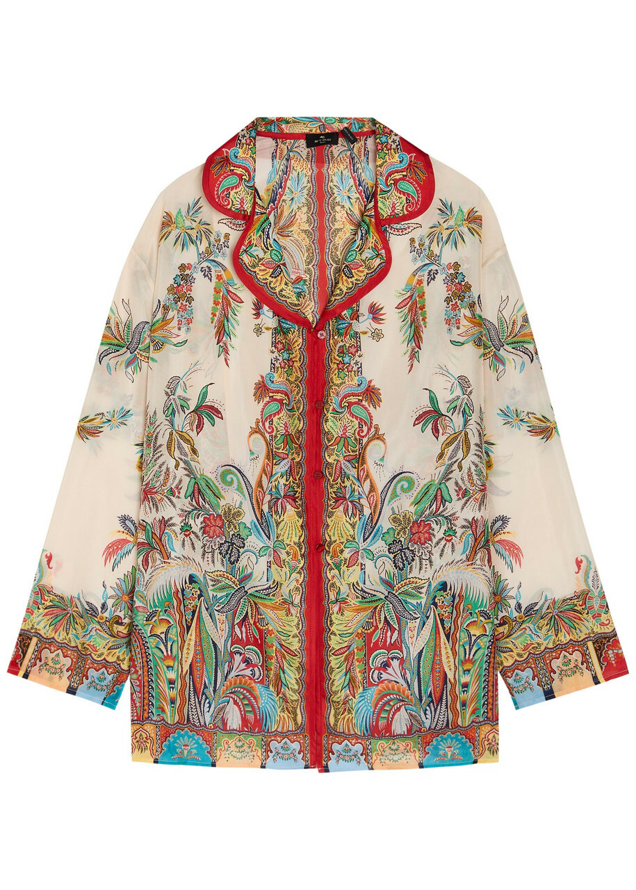 Etro Printed Silk Cover-up Shirt Multicoloured