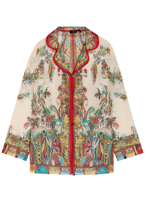 Photo: Etro Printed Silk Cover-up Shirt Multicoloured