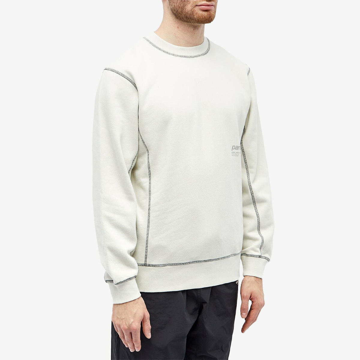 Parel Studios Men's Contrast Crew Neck Sweat in Off White