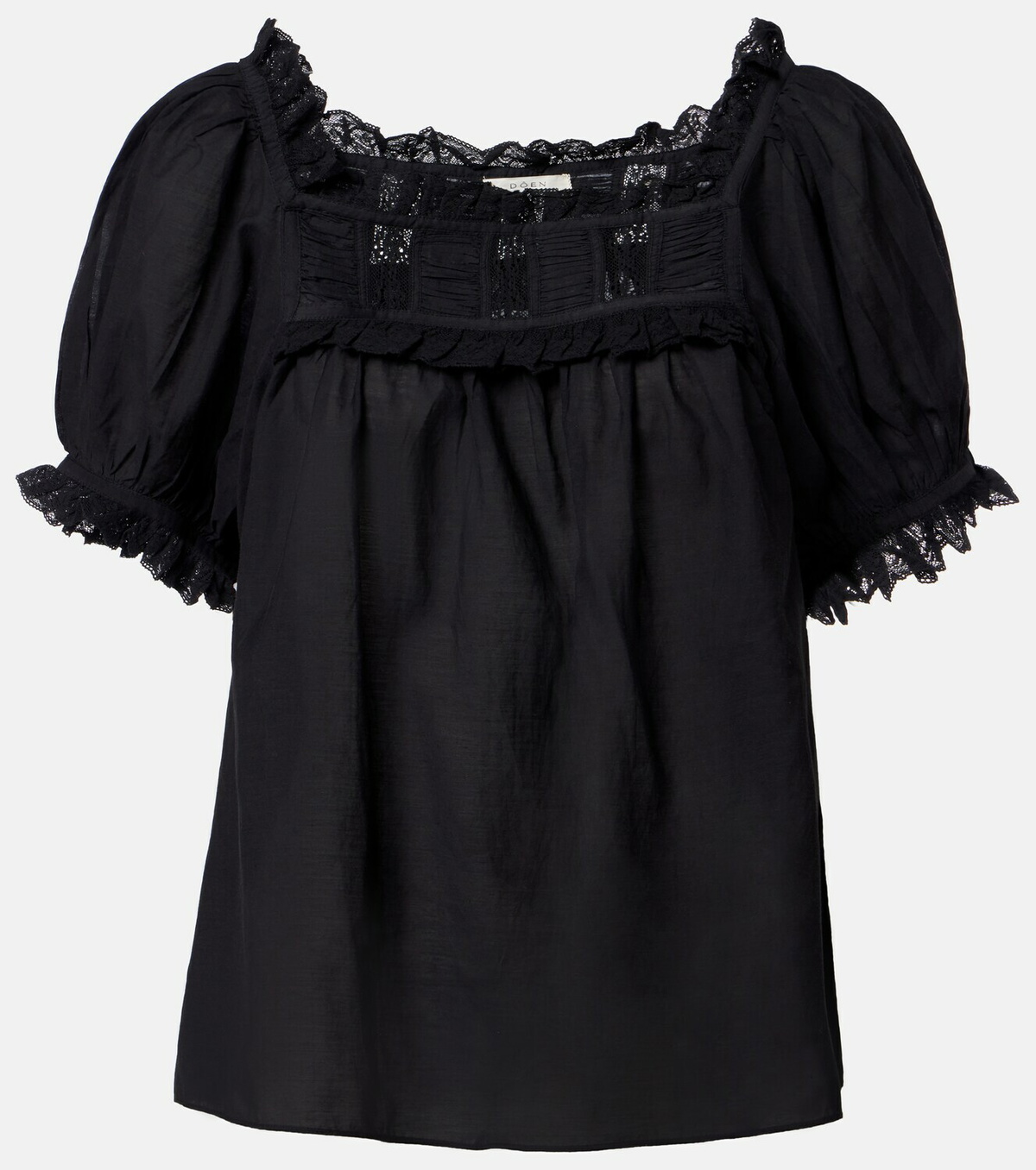 Dôen Frances lace-trimmed cotton-blend top