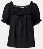 Dôen Frances lace-trimmed cotton-blend top