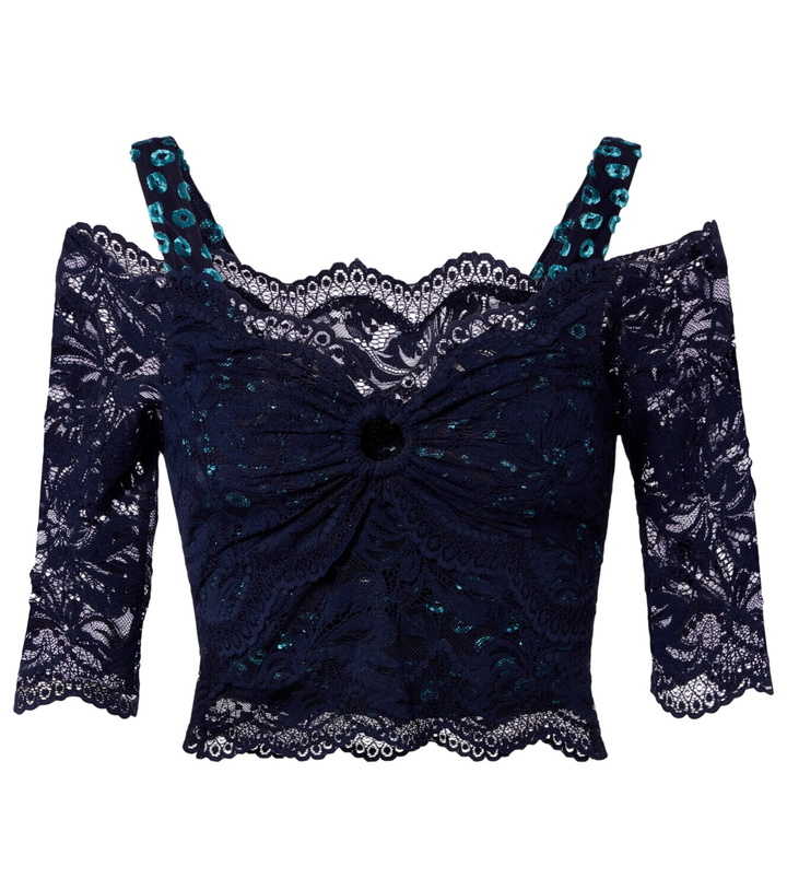 Photo: Rabanne Trompe l'œil lace and velvet crop top