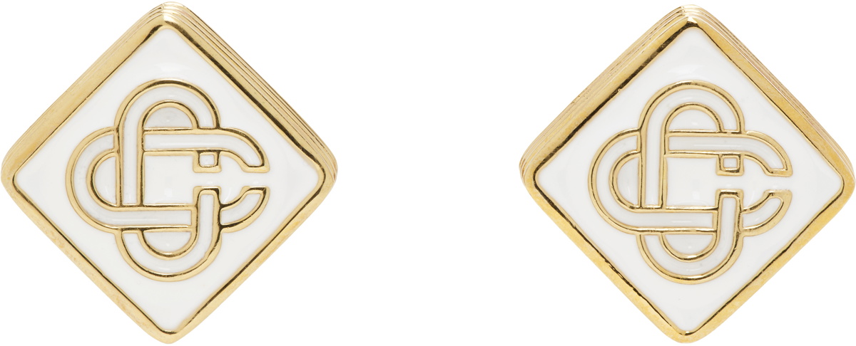 Casablanca Gold Monogram Logo Stud Earrings
