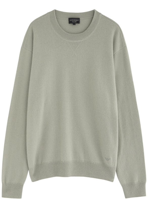 Photo: Emporio Armani Logo-embroidered Cashmere-blend Jumper Dark Grey