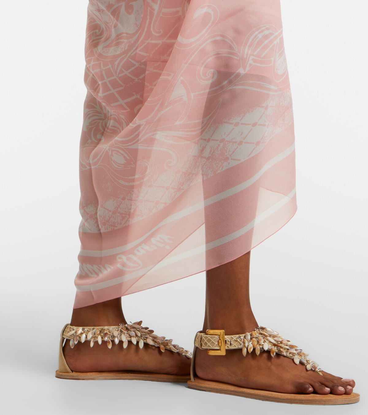 Balmain Printed silk beach cover-up